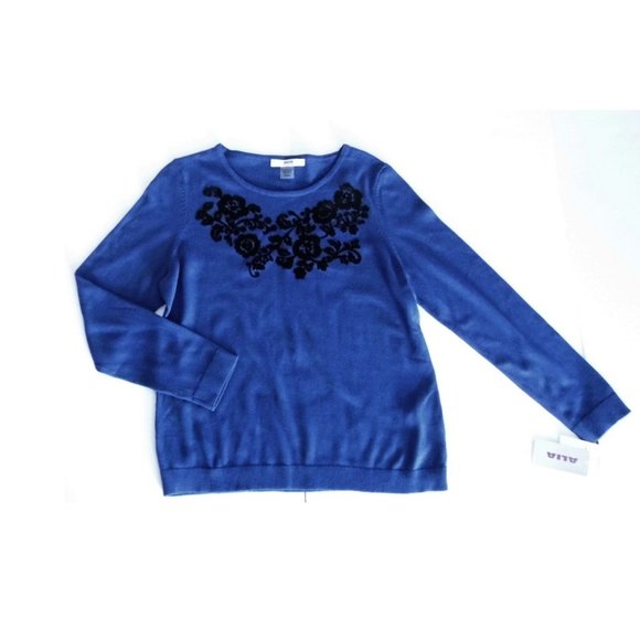 New Cobalt Blue Flowers Sweater - Picture 5 of 7
